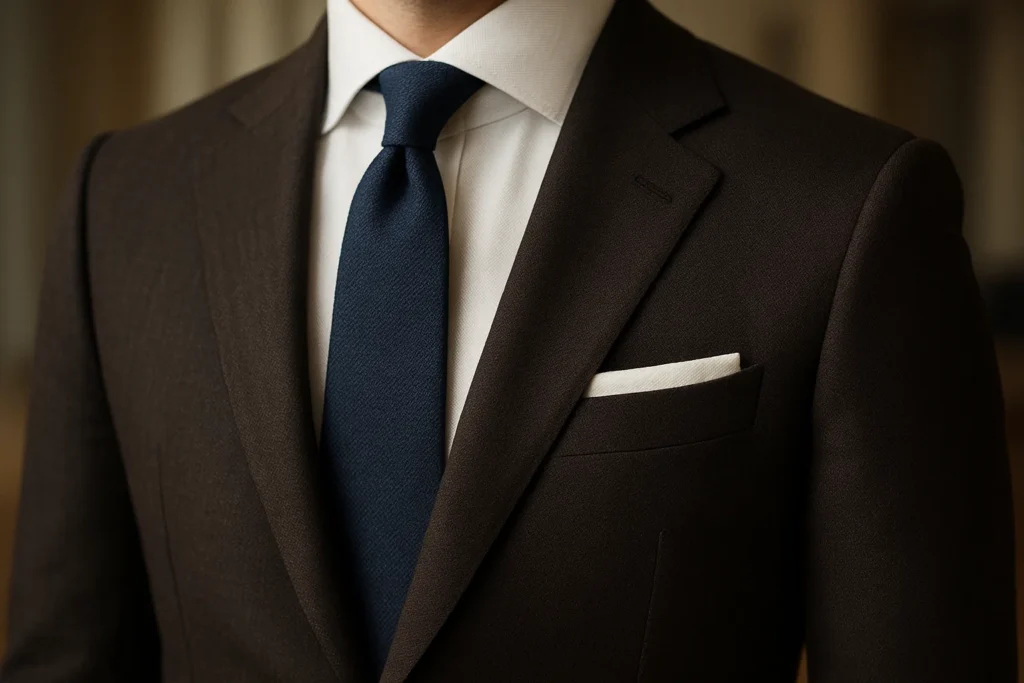 Man in tailored navy suit at a Quinceañera celebration in Phoenix – Van Allan’s Men’s Fashion