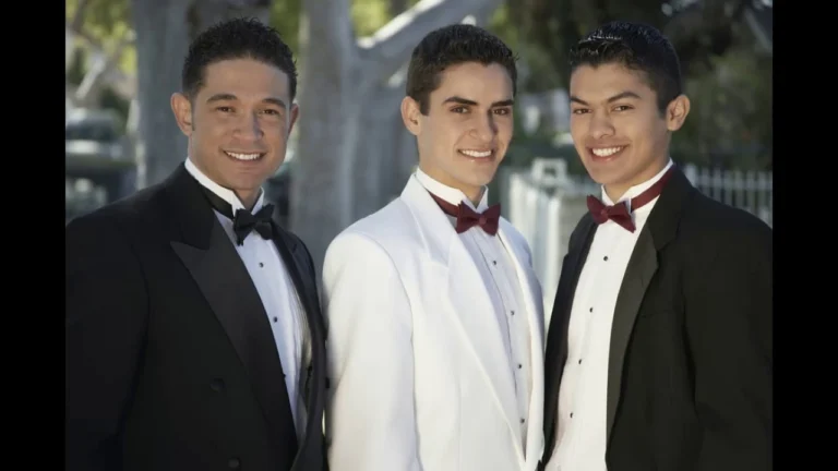 Three young men in tuxedos for Quinceañera formal event – Van Allan’s Men’s Fashion Phoenix