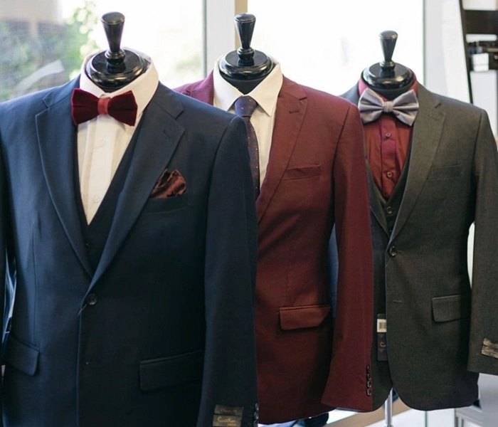 Groomsmen Suits Phoenix Van Allans Wedding Collection Wedding Suits Phoenix Navy Burgundy And Charcoal Groomsmen Suits On Display At Van Allan'S Mens Fashion