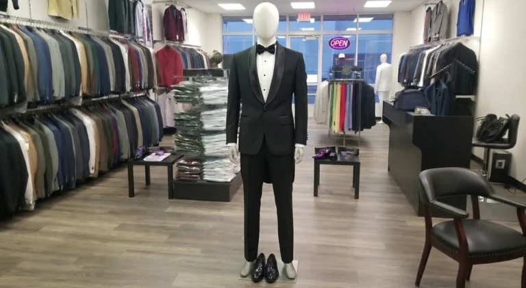 Tuxedo rental vs buy Phoenix guide - well-fitted black tuxedo showing proper jacket and pant fit for formal events
