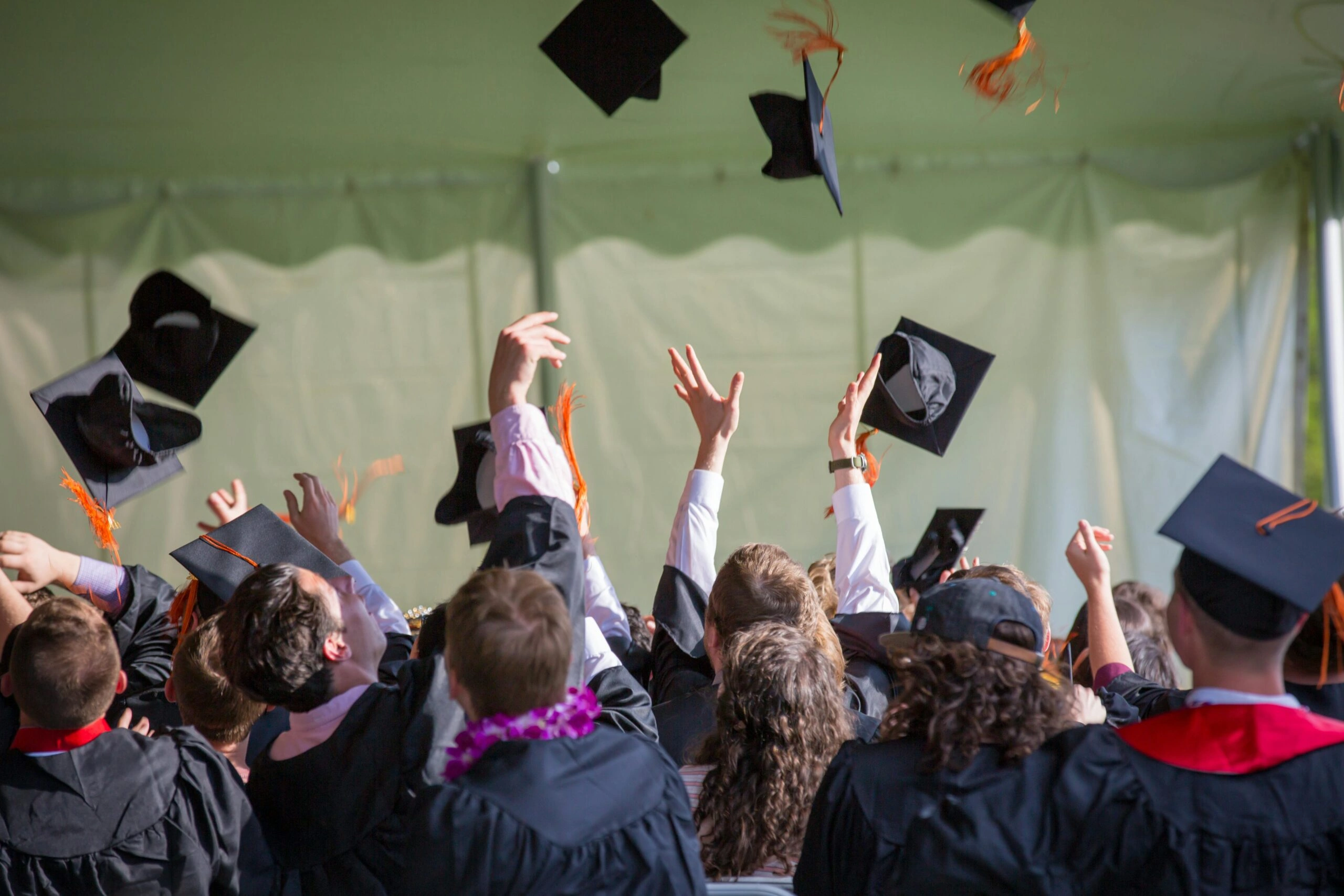 Graduates In Formal Ceremony Suits Throwing Caps In The Air At Phoenix Graduation Event From Van Allan&Amp;Apos;S Mens Fashion