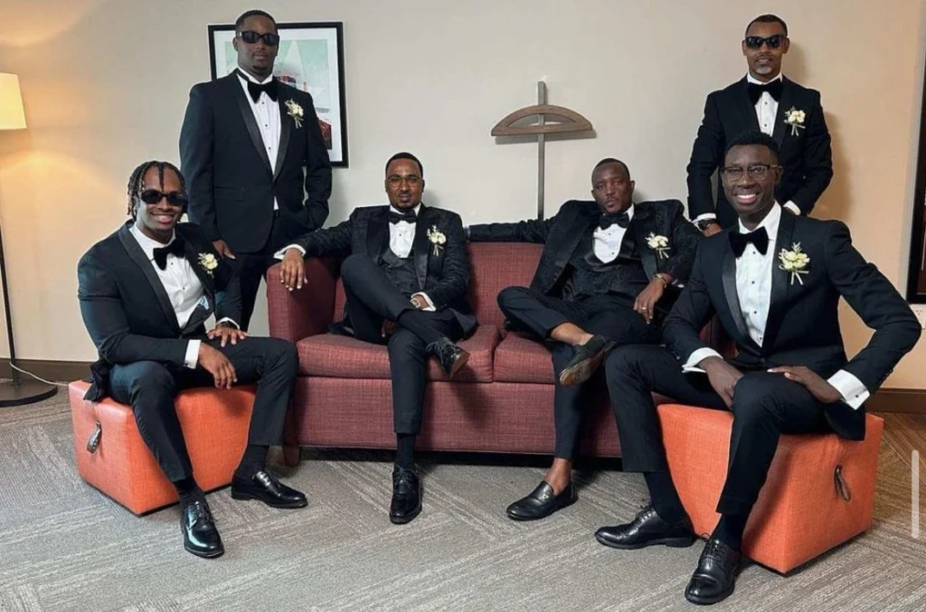 Groomsmen Suit Fitting Phoenix Groomsmen In Perfectly Fitted Black Tuxedos At Van Allan'S Mens Fashion Phoenix